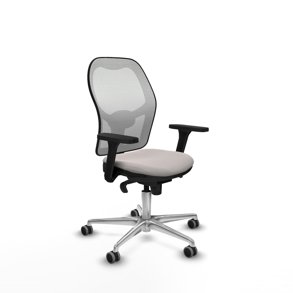 Jorquera sincro malla blanca similpiel blanco brazos 3D base aluminio  ruedas 65mm engomada