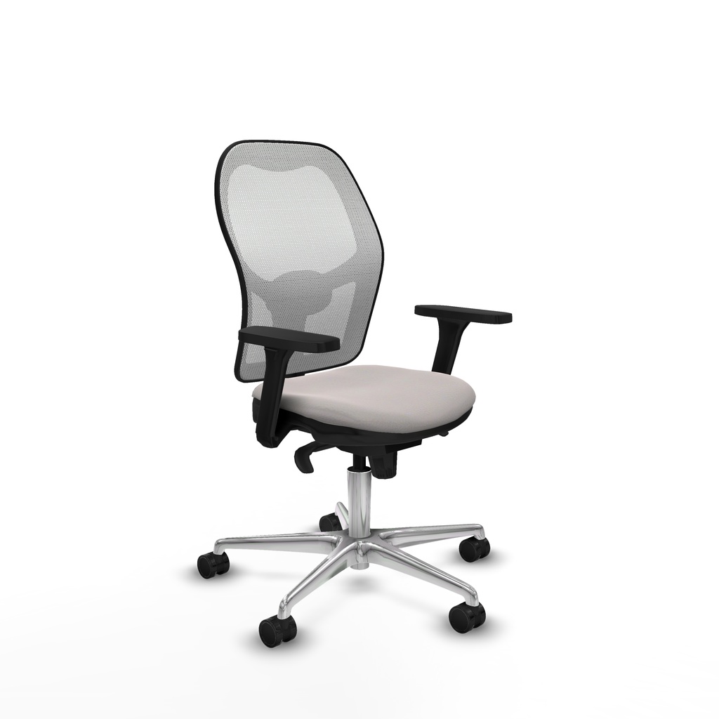 Jorquera sincro malla blanca similpiel blanco brazos 3D base aluminio  ruedas 65mm nailon