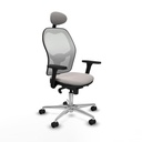 Jorquera sincro malla blanca similpiel blanco brazos 3D base aluminio cabecero fijo ruedas 65mm nailon