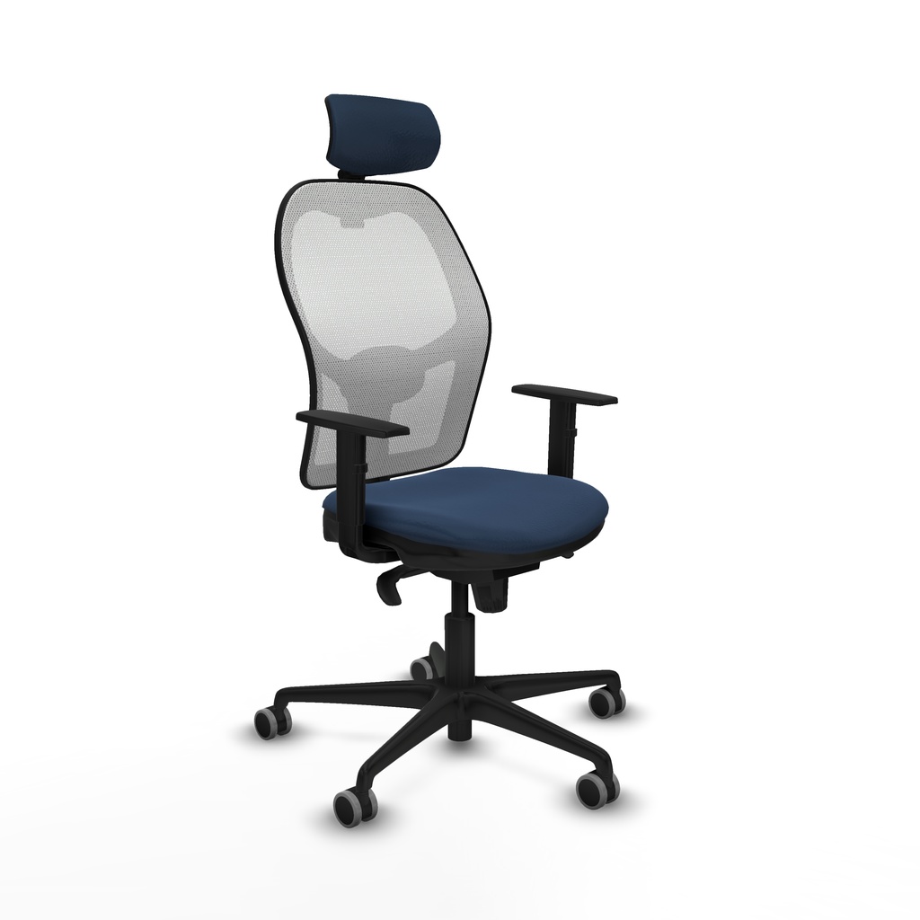Jorquera sincro malla blanca similpiel azul marino brazos 1D base nailon cabecero 2D ruedas 65mm engomada