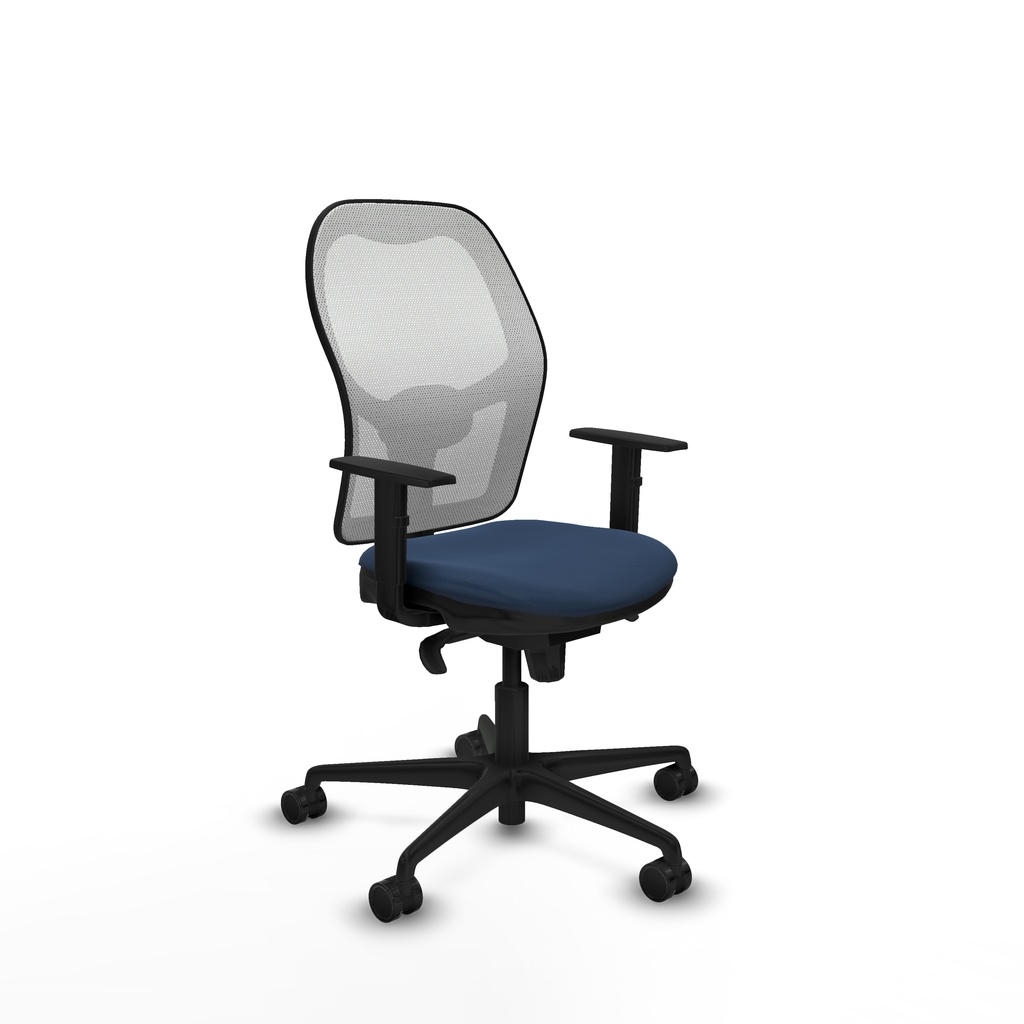Jorquera sincro malla blanca similpiel azul marino brazos 1D base nailon  ruedas 65mm nailon