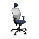 Jorquera sincro malla blanca similpiel azul marino brazos 1D base nailon cabecero fijo ruedas 65mm nailon