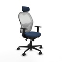 Jorquera sincro malla blanca similpiel azul marino brazos 1D base nailon cabecero 2D ruedas 65mm nailon