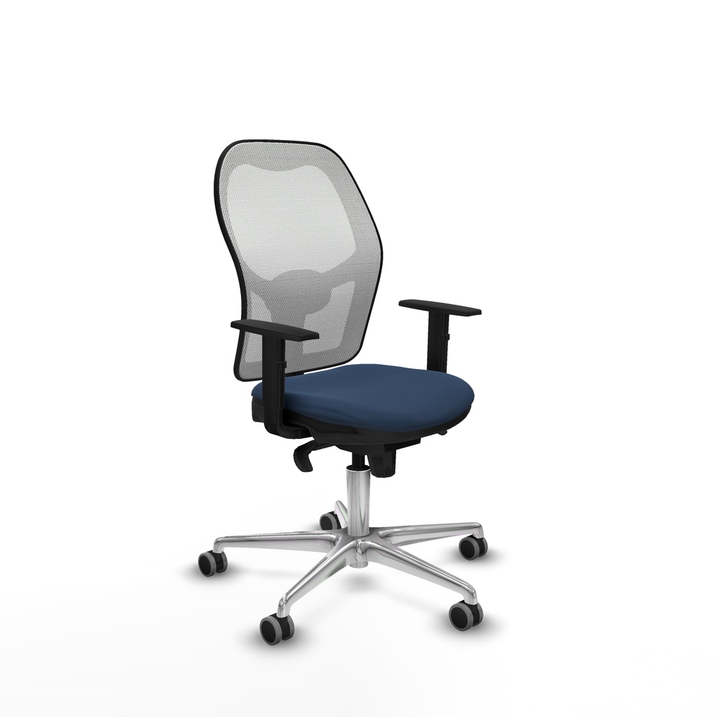 Jorquera sincro malla blanca similpiel azul marino brazos 1D base aluminio  ruedas 65mm engomada