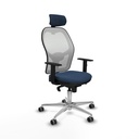 Jorquera sincro malla blanca similpiel azul marino brazos 1D base aluminio cabecero 2D ruedas 65mm engomada