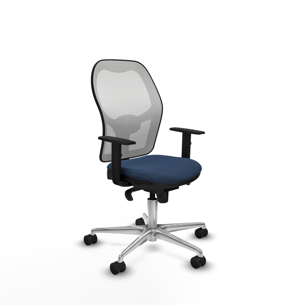 Jorquera sincro malla blanca similpiel azul marino brazos 1D base aluminio  ruedas 65mm nailon