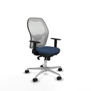 Jorquera sincro malla blanca similpiel azul marino brazos 1D base aluminio  ruedas 65mm nailon
