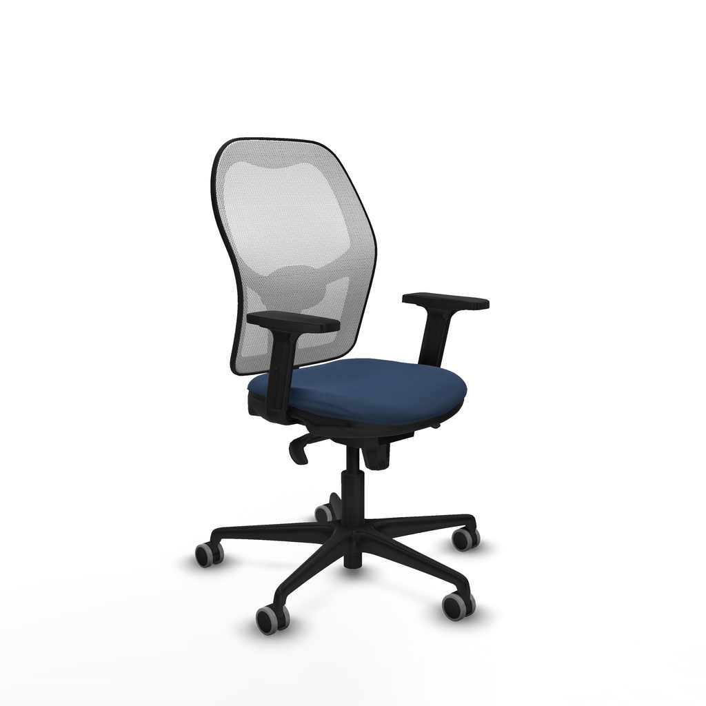 Jorquera sincro malla blanca similpiel azul marino brazos 2D base nailon  ruedas 65mm engomada
