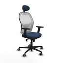 Jorquera sincro malla blanca similpiel azul marino brazos 2D base nailon cabecero fijo ruedas 65mm engomada