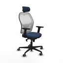 Jorquera sincro malla blanca similpiel azul marino brazos 2D base nailon cabecero 2D ruedas 65mm engomada