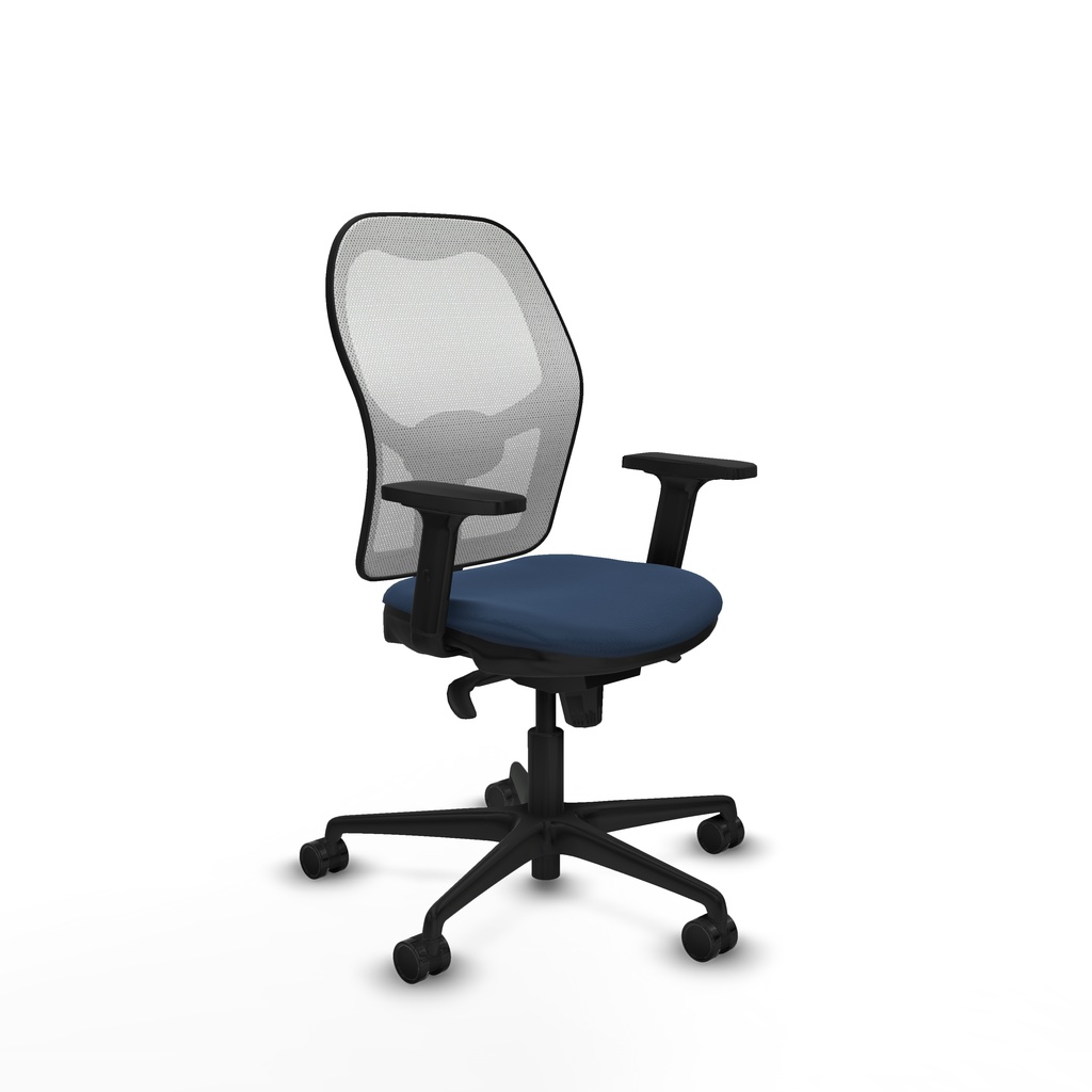[15S4M2S200B2D036N0] Jorquera sincro malla blanca similpiel azul marino brazos 2D base nailon  ruedas 65mm nailon