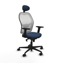 Jorquera sincro malla blanca similpiel azul marino brazos 2D base nailon cabecero fijo ruedas 65mm nailon
