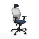 Jorquera sincro malla blanca similpiel azul marino brazos 2D base nailon cabecero 2D ruedas 65mm nailon