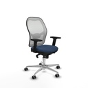 Jorquera sincro malla blanca similpiel azul marino brazos 2D base aluminio  ruedas 65mm engomada