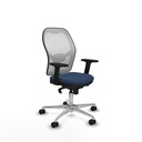 Jorquera sincro malla blanca similpiel azul marino brazos 2D base aluminio  ruedas 65mm nailon