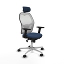 Jorquera sincro malla blanca similpiel azul marino brazos 2D base aluminio cabecero 2D ruedas 65mm nailon