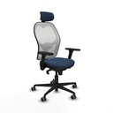 Jorquera sincro malla blanca similpiel azul marino brazos 3D base nailon cabecero 2D ruedas 65mm engomada
