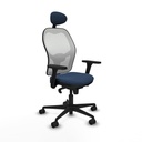 Jorquera sincro malla blanca similpiel azul marino brazos 3D base nailon cabecero fijo ruedas 65mm nailon