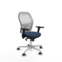Jorquera sincro malla blanca similpiel azul marino brazos 3D base aluminio  ruedas 65mm engomada