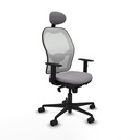 Jorquera sincro malla blanca similpiel gris brazos 1D base nailon cabecero fijo ruedas 65mm nailon