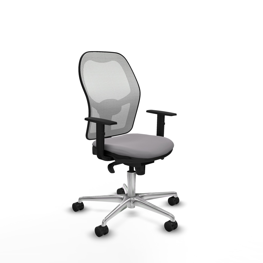 Jorquera sincro malla blanca similpiel gris brazos 1D base aluminio  ruedas 65mm nailon