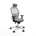 Jorquera sincro malla blanca similpiel gris brazos 1D base aluminio cabecero 2D ruedas 65mm nailon