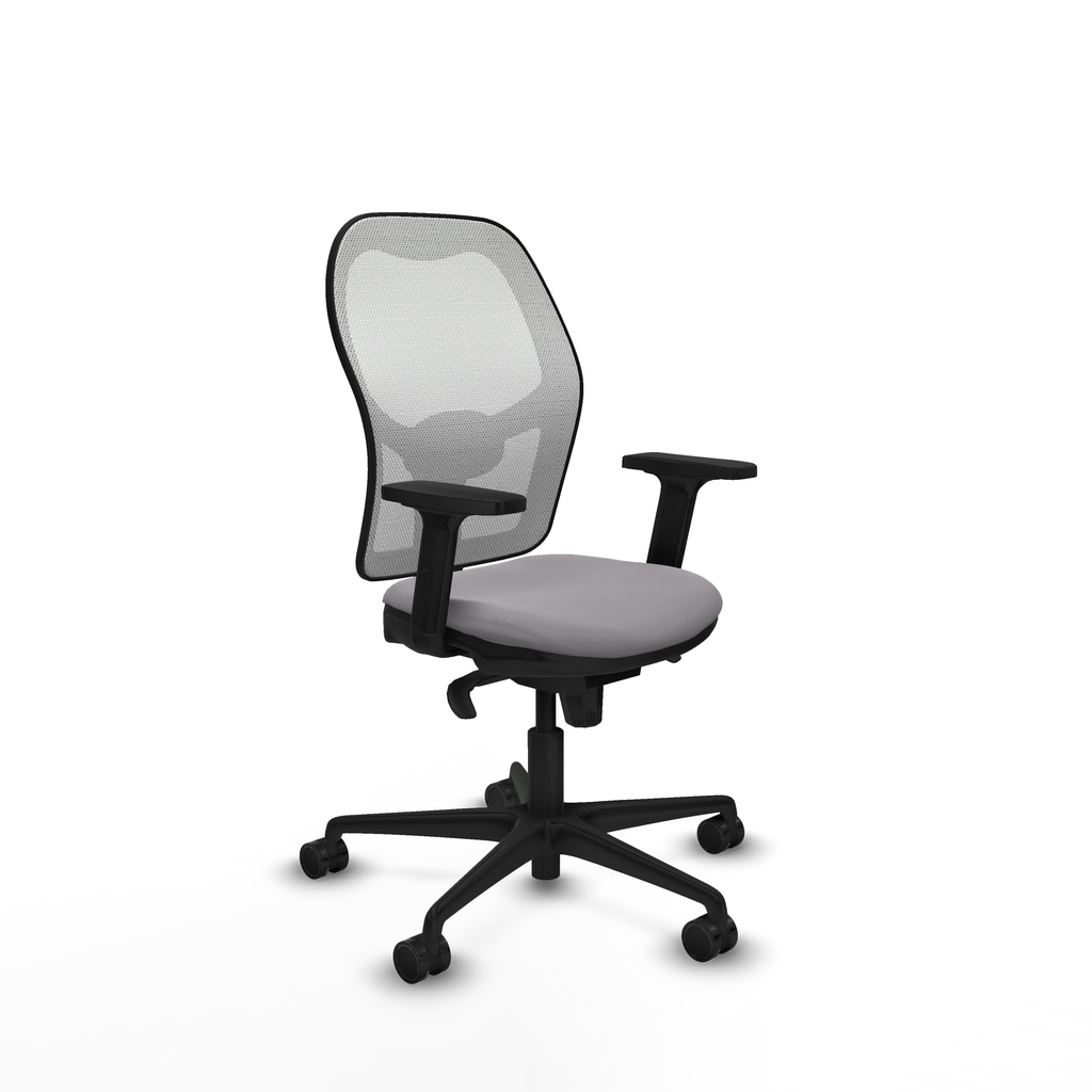 Jorquera sincro malla blanca similpiel gris brazos 2D base nailon  ruedas 65mm nailon
