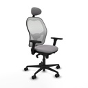 Jorquera sincro malla blanca similpiel gris brazos 3D base nailon cabecero fijo ruedas 65mm nailon