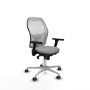 Jorquera sincro malla blanca similpiel gris brazos 3D base aluminio  ruedas 65mm engomada