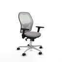 Jorquera sincro malla blanca similpiel gris brazos 3D base aluminio  ruedas 65mm nailon
