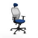 Jorquera sincro malla blanca similpiel azul brazos 1D base nailon cabecero fijo ruedas 65mm engomada
