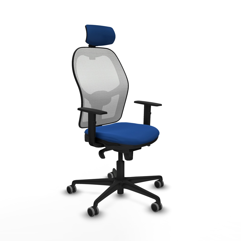 Jorquera sincro malla blanca similpiel azul brazos 1D base nailon cabecero 2D ruedas 65mm engomada
