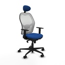 Jorquera sincro malla blanca similpiel azul brazos 1D base nailon cabecero fijo ruedas 65mm nailon