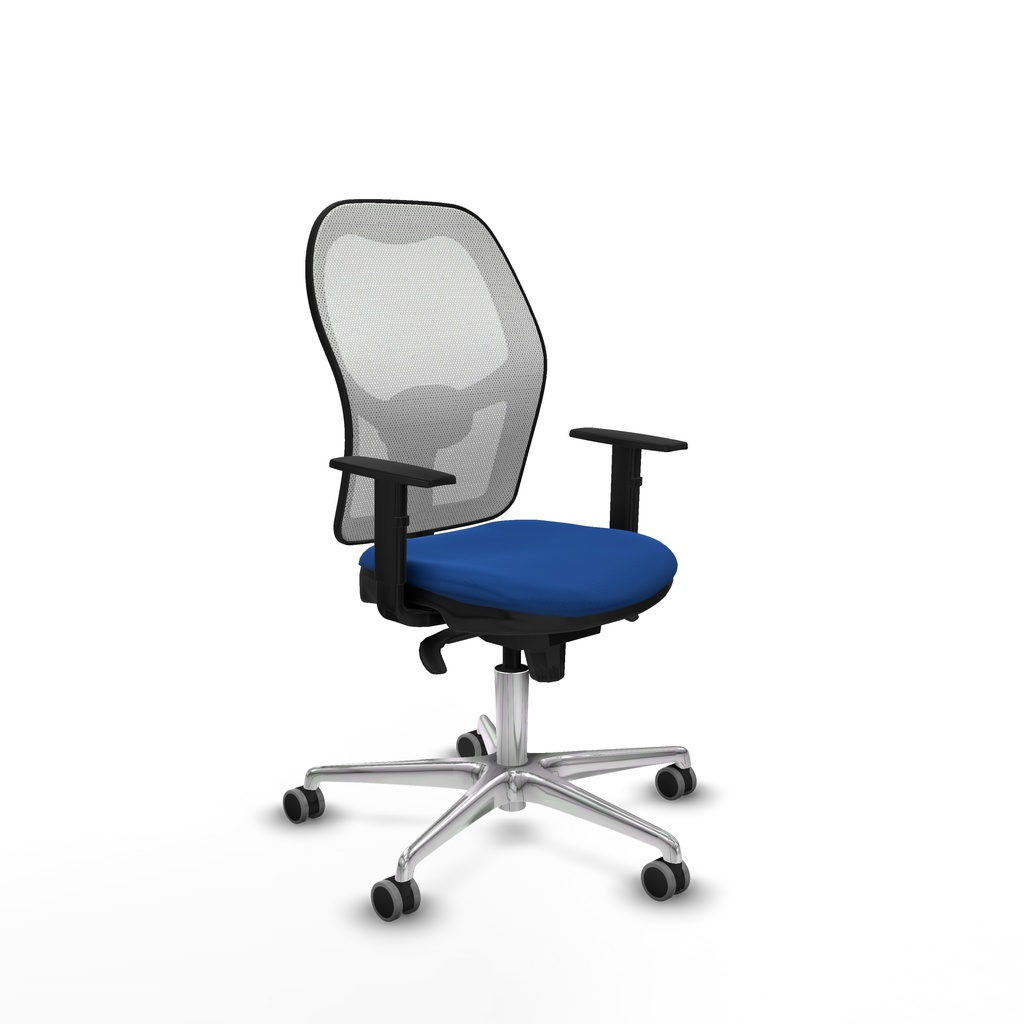 Jorquera sincro malla blanca similpiel azul brazos 1D base aluminio  ruedas 65mm engomada