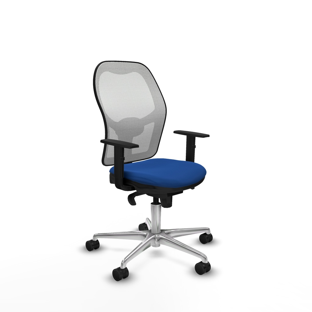 Jorquera sincro malla blanca similpiel azul brazos 1D base aluminio  ruedas 65mm nailon