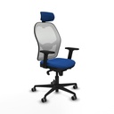 Jorquera sincro malla blanca similpiel azul brazos 2D base nailon cabecero 2D ruedas 65mm engomada