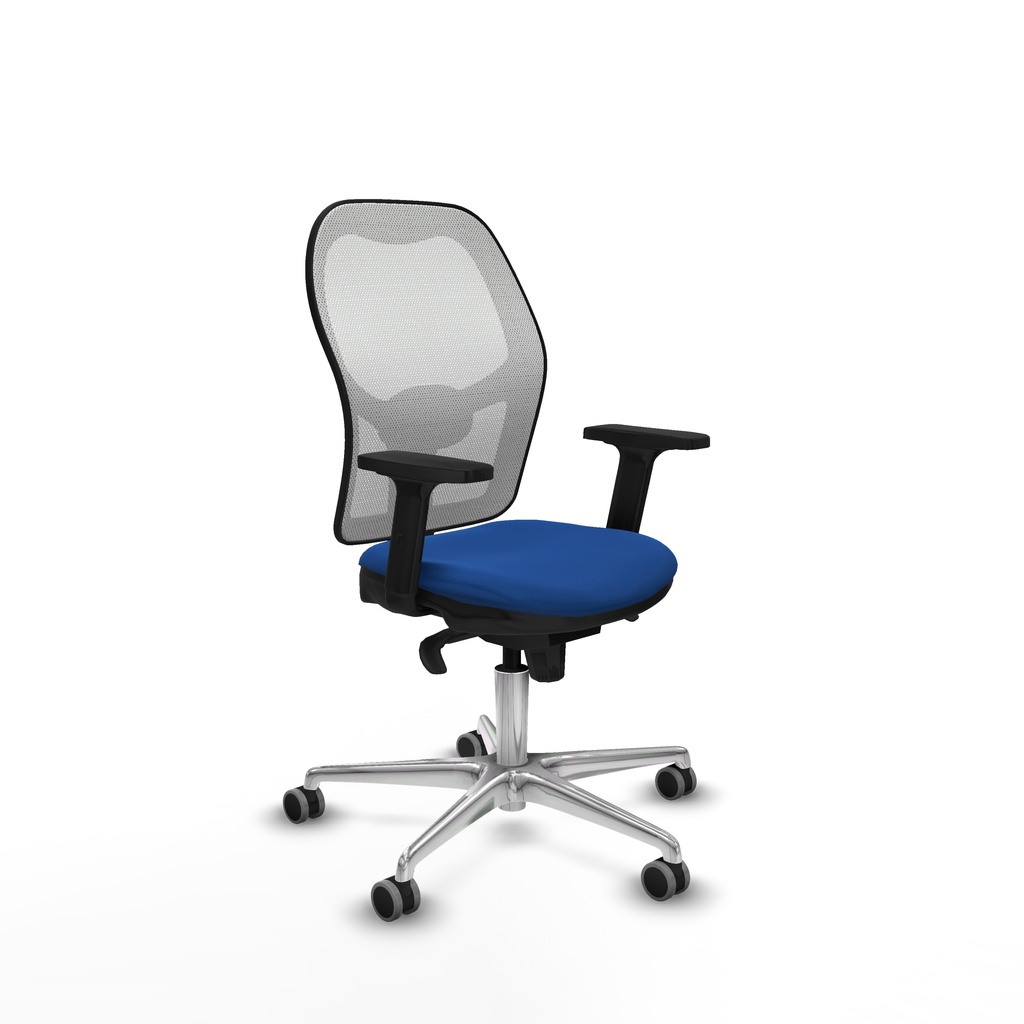 Jorquera sincro malla blanca similpiel azul brazos 2D base aluminio  ruedas 65mm engomada
