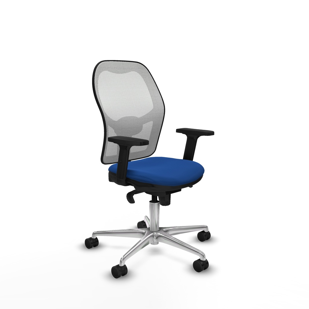 Jorquera sincro malla blanca similpiel azul brazos 2D base aluminio  ruedas 65mm nailon