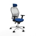 Jorquera sincro malla blanca similpiel azul brazos 2D base aluminio cabecero 2D ruedas 65mm nailon
