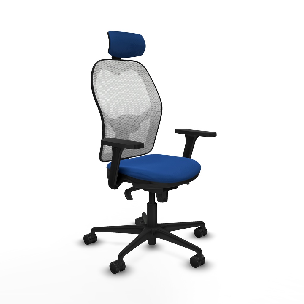 [15S4M2S229B3D036N2] Jorquera sincro malla blanca similpiel azul brazos 3D base nailon cabecero 2D ruedas 65mm nailon