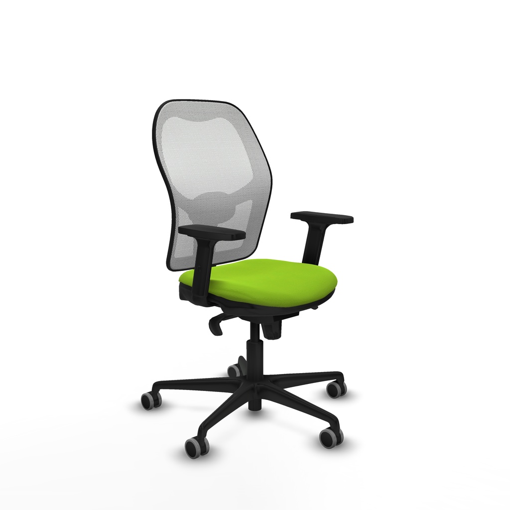 Jorquera sincro malla blanca similpiel pistacho brazos 2D base nailon  ruedas 65mm engomada