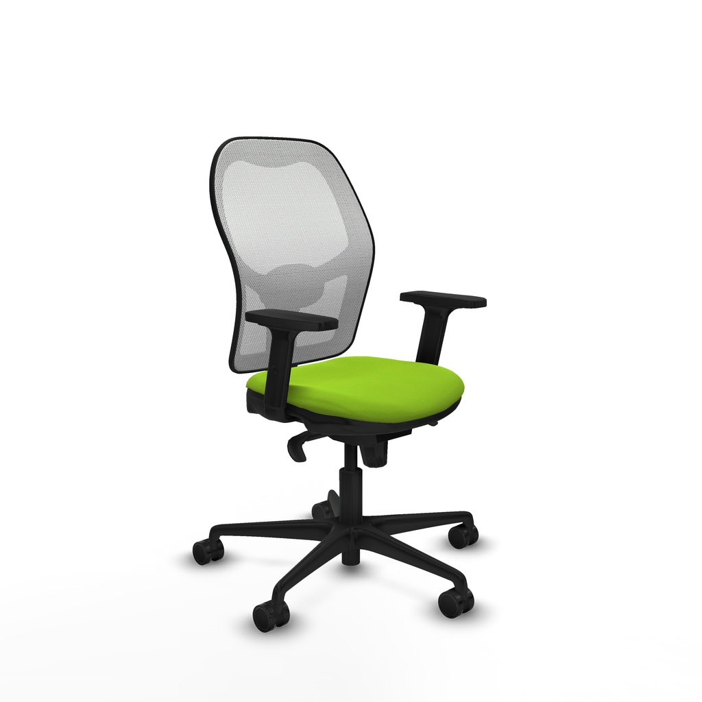 Jorquera sincro malla blanca similpiel pistacho brazos 2D base nailon  ruedas 65mm nailon