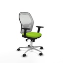 Jorquera sincro malla blanca similpiel pistacho brazos 2D base aluminio  ruedas 65mm nailon