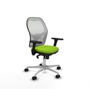 Jorquera sincro malla blanca similpiel pistacho brazos 3D base aluminio  ruedas 65mm nailon