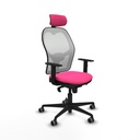 Jorquera sincro malla blanca similpiel rosa brazos 1D base nailon cabecero 2D ruedas 65mm engomada
