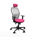 Jorquera sincro malla blanca similpiel rosa brazos 1D base nailon cabecero 2D ruedas 65mm nailon