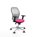 Jorquera sincro malla blanca similpiel rosa brazos 2D base aluminio  ruedas 65mm engomada