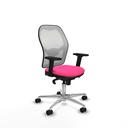 Jorquera sincro malla blanca similpiel rosa brazos 2D base aluminio  ruedas 65mm nailon