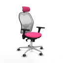 Jorquera sincro malla blanca similpiel rosa brazos 3D base aluminio cabecero 2D ruedas 65mm engomada