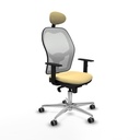 Jorquera sincro malla blanca similpiel crema brazos 1D base aluminio cabecero fijo ruedas 65mm engomada